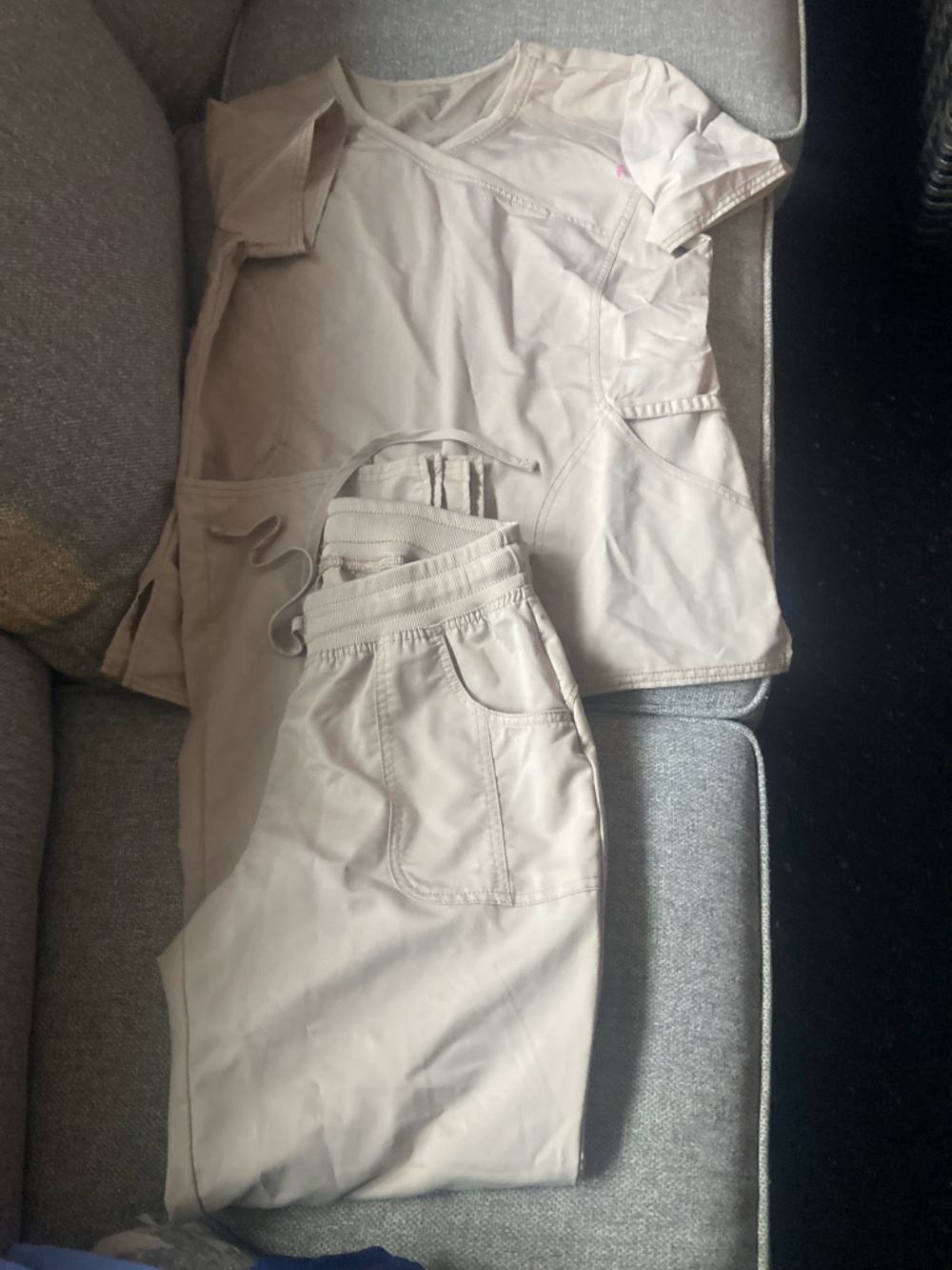 Scrubs Light Beige Drawstring Jogger Set